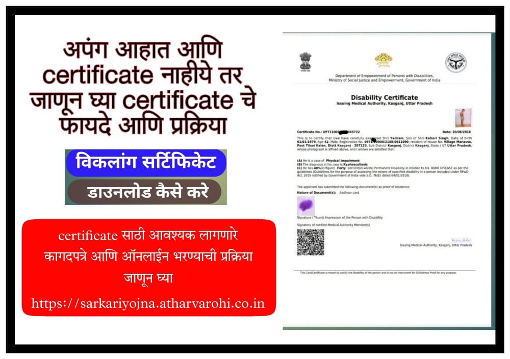 Disability certificate format